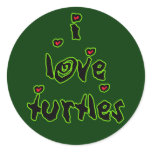 I Love Turtles Round Stickers