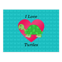 I love turtles turquoise butterflies postcards