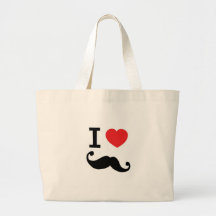 I Love twirly mustache Bag