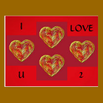 I LOVE U 2 postcards