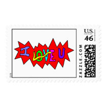 I LOVE U Postage Stamps by clownfacearts I LOVE U Postage Stamps