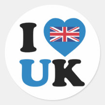 I Love UK Round Sticker