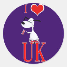 i love uk round stickers