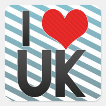 I Love UK Square Sticker