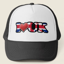 I Love UK Trucker Hats hats