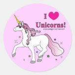I Love Unicorns! Round Sticker