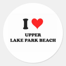 I Love Upper Lake Park Beach Wisconsin Round Stickers