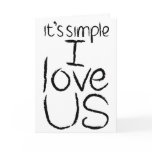 I Love Us black & white card cards