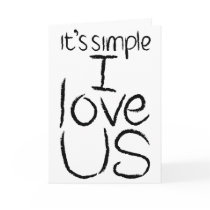I Love Us black & white card