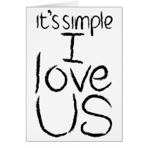 I Love Us black & white card cards