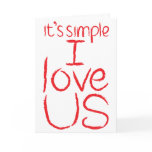 I Love Us red & white card cards