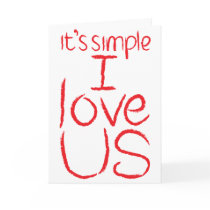 I Love Us red & white card