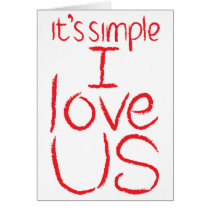 I Love Us red & white card cards