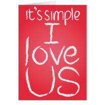 I Love Us white & red card cards