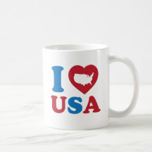 I Love USA Coffee Mugs