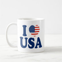 I Love USA Heart Design Coffee Mug