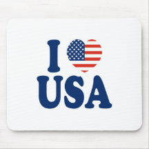 I Love USA Heart Design Mousepad