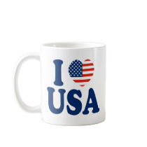 I Love USA Heart Design Coffee Mug