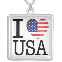 I Love USA Necklace
