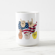 I LOVE USA SIGN LANGUAGE BEVERAGE MUG