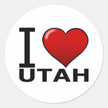I LOVE UTAH ROUND STICKERS