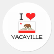 I Love VACAVILLE California Round Stickers