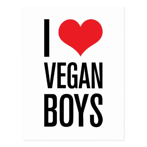 I Love Vegan Boys Postcard | Zazzle