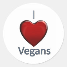 I Love Vegans Round Stickers
