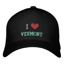 "I LOVE VERMONT"  -- EMBROIDERED BASEBALL CAP embroidered hats