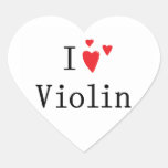 I Love Violin Heart Stickers