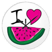 I Love Watermelon wall clocks