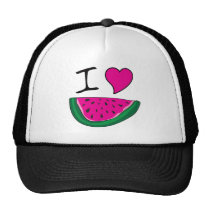 I Love Watermelon hats