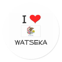 I Love WATSEKA Illinois Round Sticker