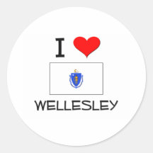 I Love Wellesley Massachusetts Round Sticker