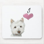 I love Westie dog art design Mouse Mats