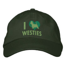 I Love Westies Green embroidered hats