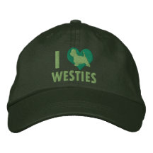 I Love Westies Green Embroidered Hat