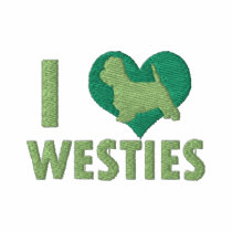 I Love Westies Green Ladies embroidered shirts