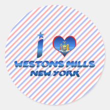 I love Westons Mills, New York Round Stickers