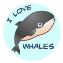 I LOVE WHALES stickers