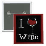 I Love Wine-Heart Pinback Buttons
