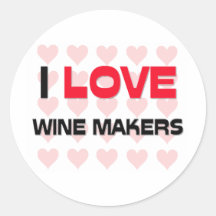 I LOVE WINE MAKERS ROUND STICKERS