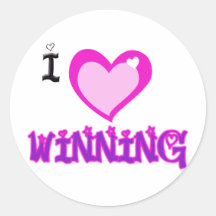I LOVE Winning Round Stickers