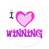 I LOVE Winning Round Stickers