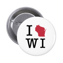 I Love Wisconsin Pinback Buttons