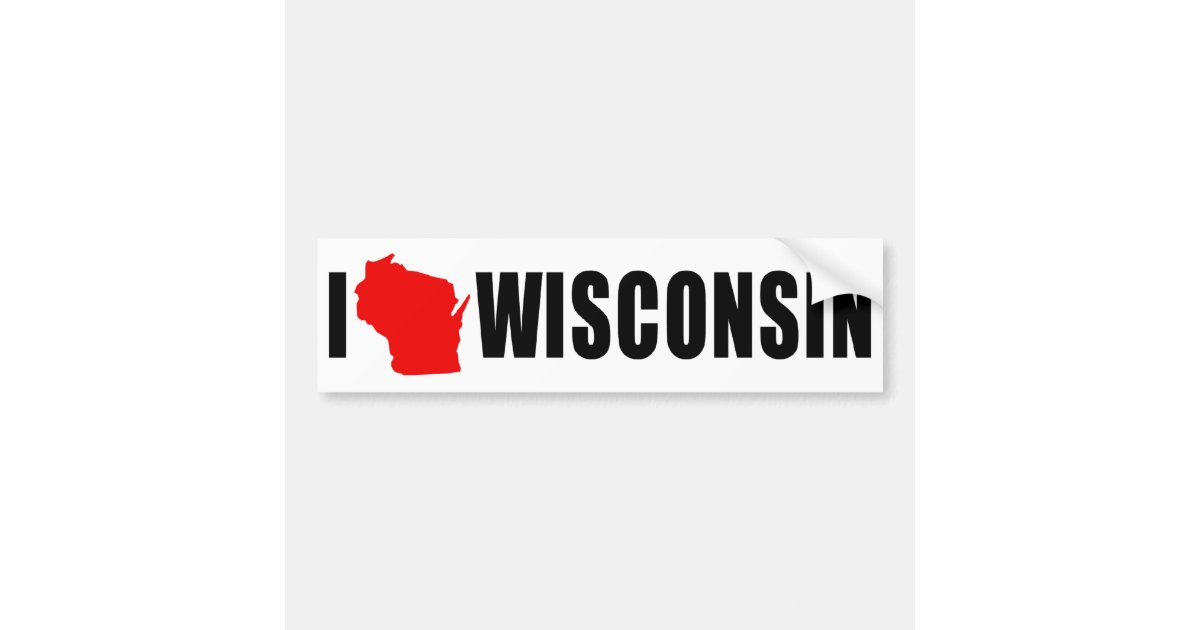 I Love Wisconsin Shape Bumper Sticker Zazzle