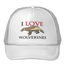 I Love Wolverines Mesh Hats