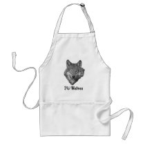I "LOVE" Wolves WIth Wolf Image Apron