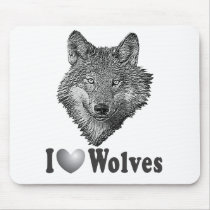I "LOVE" Wolves WIth Wolf Image Mousepad