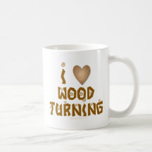 I Love Wood Turning Wooden Heart Coffee Mugs
